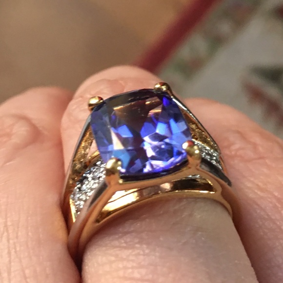 Lab sapphire doublet gold vermeil ring - Picture 14 of 15
